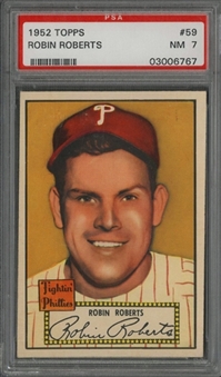 1952 Topps #59 Robin Roberts, Red Back - PSA NM 7